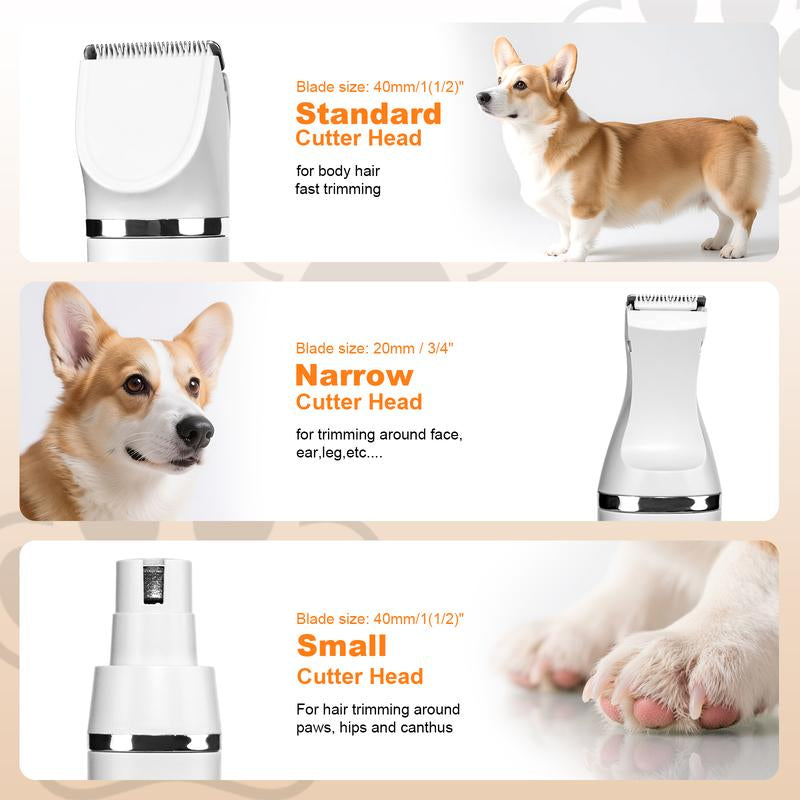 SPOVEN Rechargeable Cordless Pet Grooming Kit - Quiet Clippers & Nail Grinder for Dogs and Cats