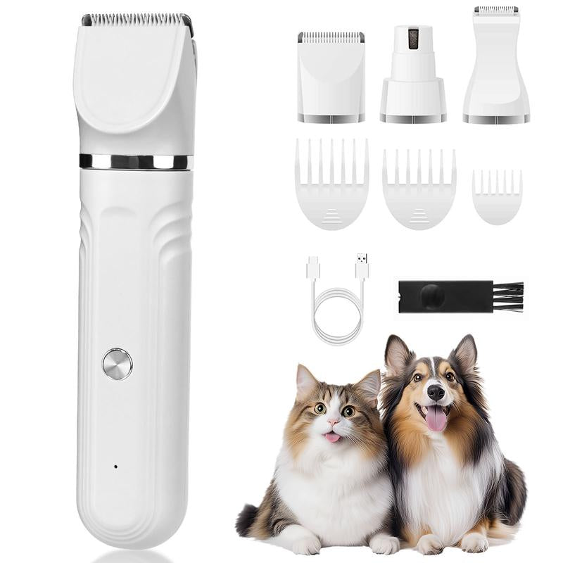 SPOVEN Rechargeable Cordless Pet Grooming Kit - Quiet Clippers & Nail Grinder for Dogs and Cats
