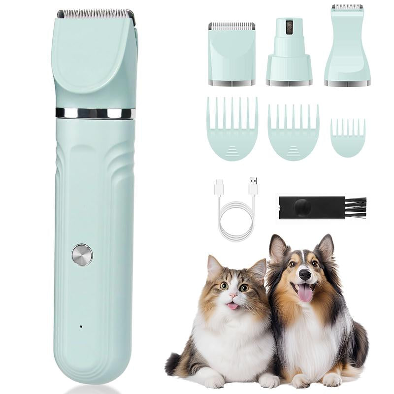 SPOVEN Rechargeable Cordless Pet Grooming Kit - Quiet Clippers & Nail Grinder for Dogs and Cats